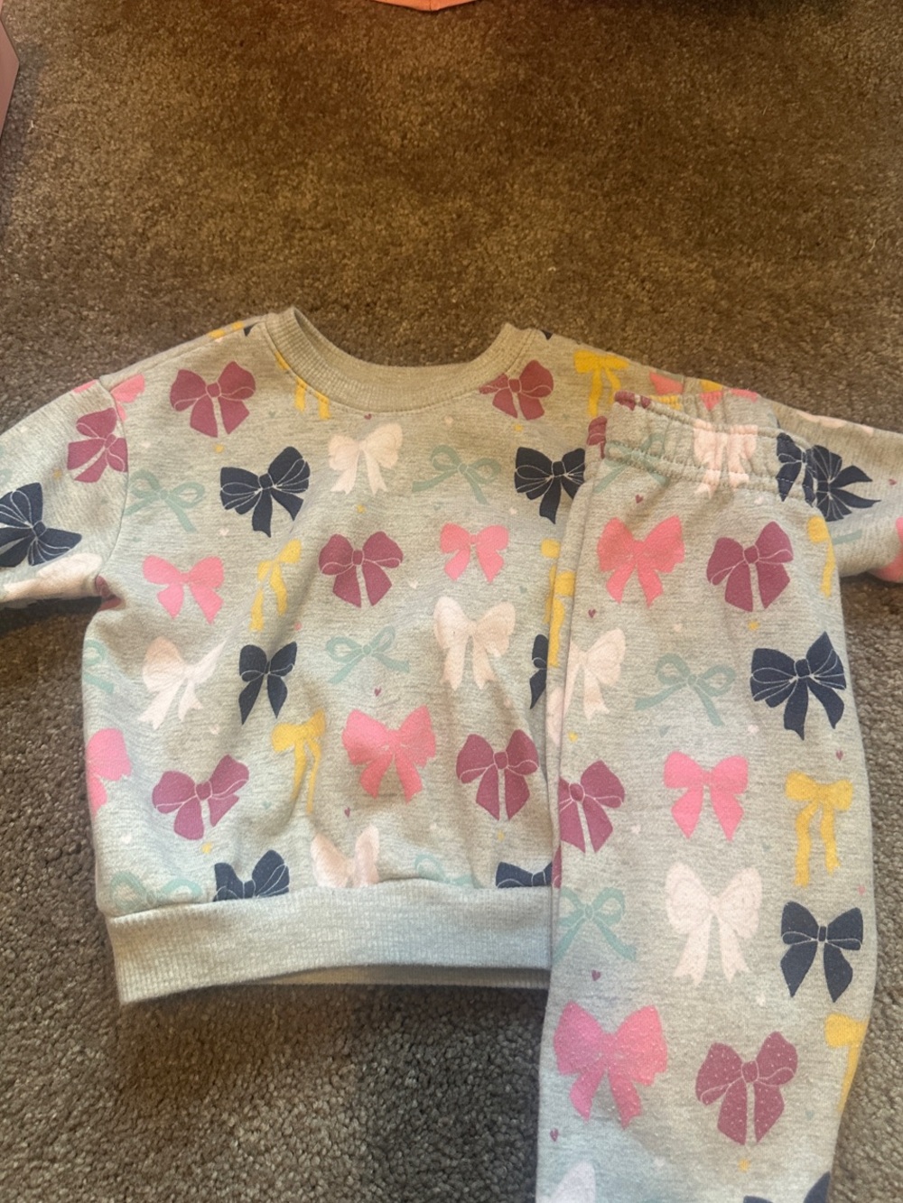 Garanimals Light Gray Sweatshirt & Joggers Set with Colorful Bows